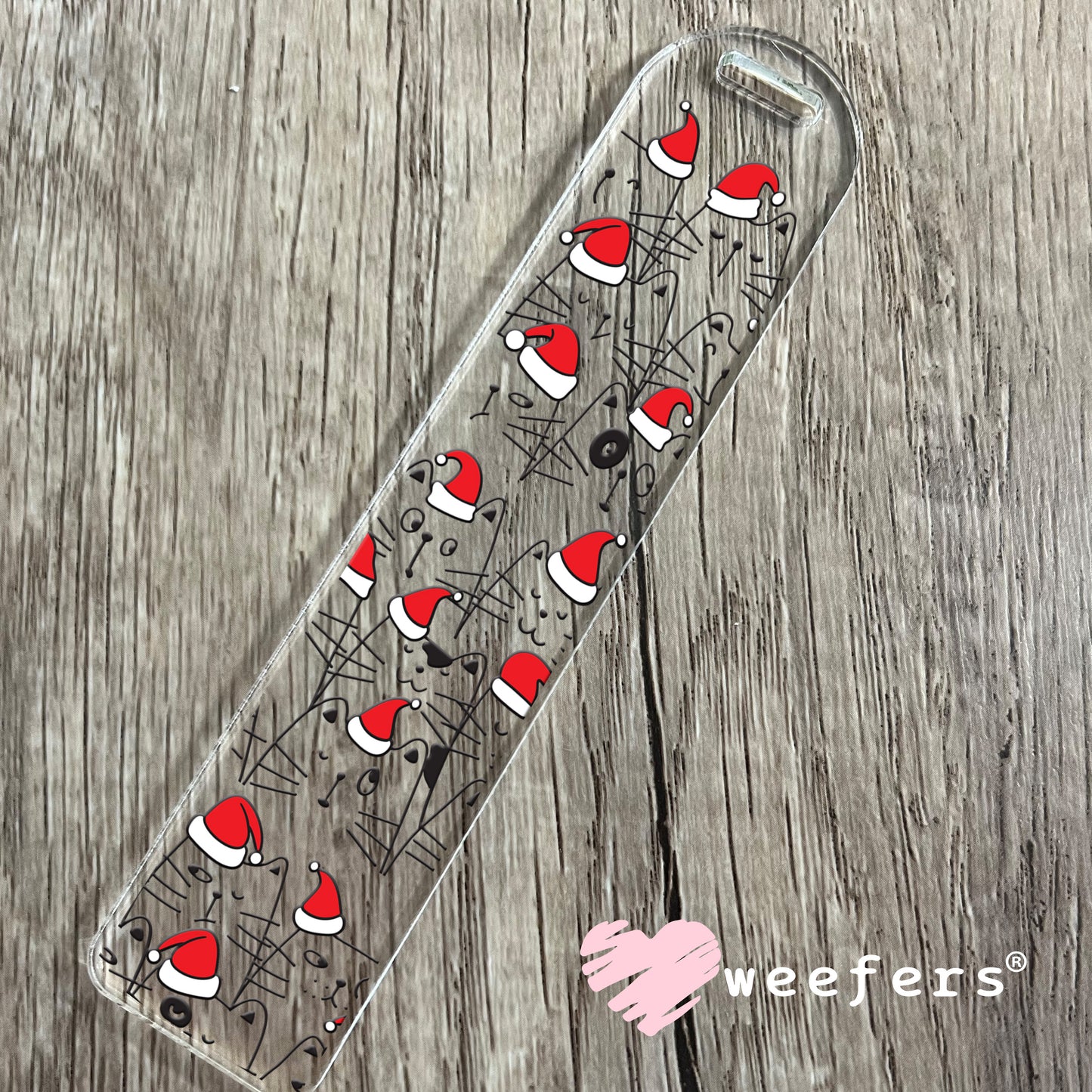 Santa Hat Curious Cats UV DTF Bookmark Decal