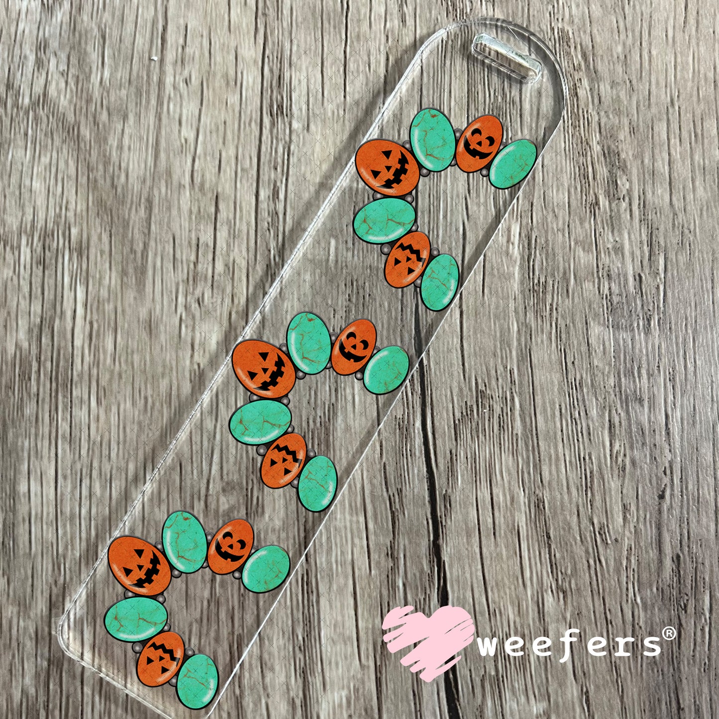 Turquoise and Jack-o-Lantern Bracelet UV DTF Decal Bookmark Weefers