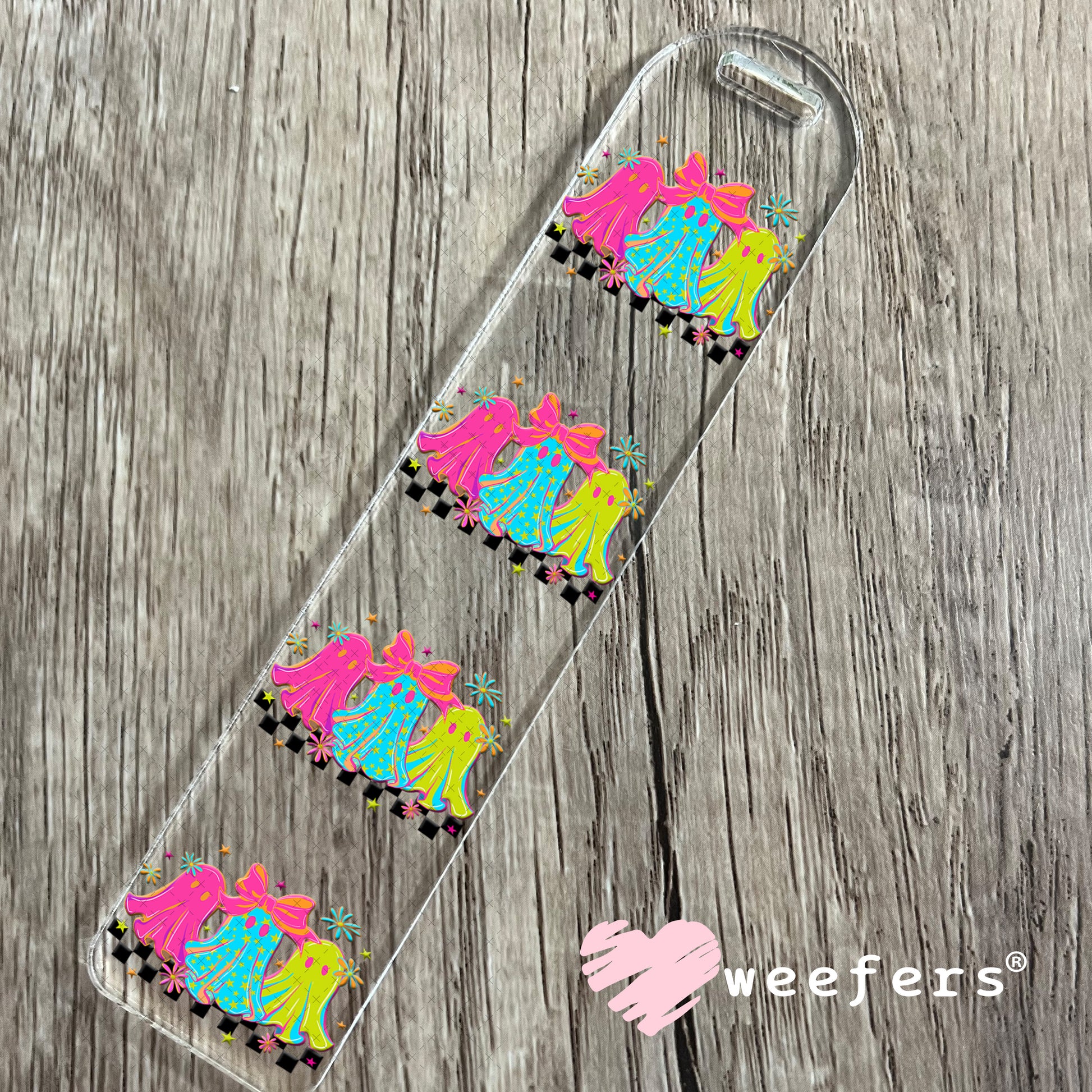 Magenta Teal and Green Girlie Ghosts UV DTF Decal Bookmark Weefers