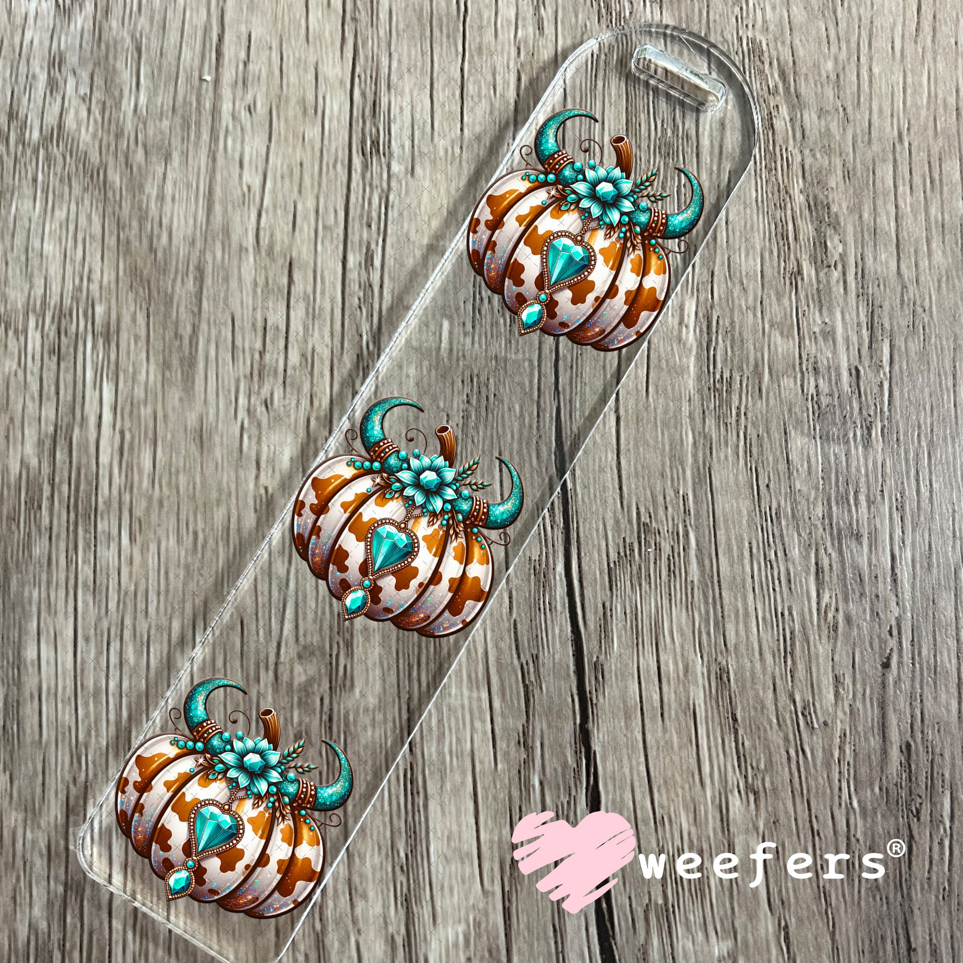 Turquoise Pumpkin UV DTF Decal Bookmark Weefers