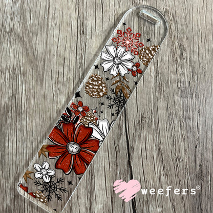 Red and White Christmas Flowers UV DTF Cup Wrap Bookmark Weefers
