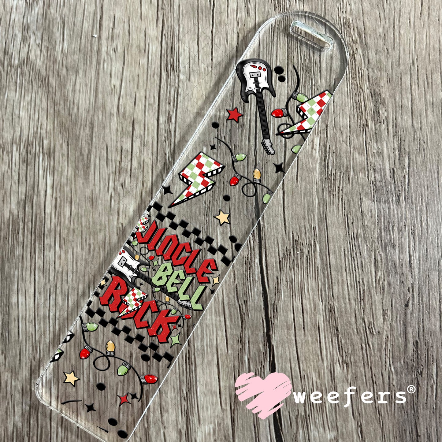 Jingle Bell Rock Red Green Black UV DTF Cup Wrap Bookmark Weefers