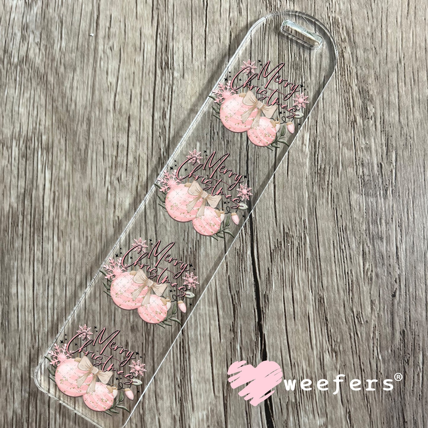 Pink Merry Christmas UV DTF Decal Bookmark Weefers