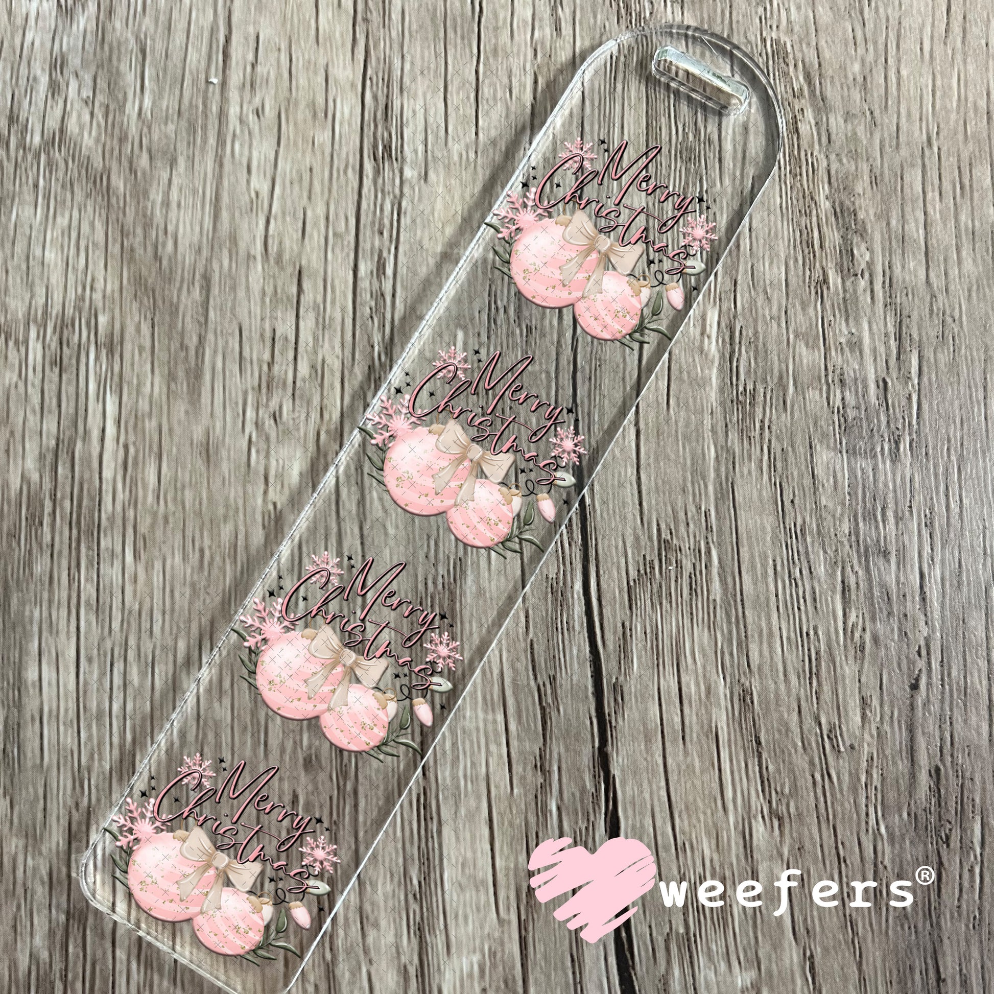 Pink Merry Christmas UV DTF Decal Bookmark Weefers