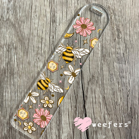 Honeycomb Bees and Pink Flowers UV DTF Cup Wrap Bookmark Weefers