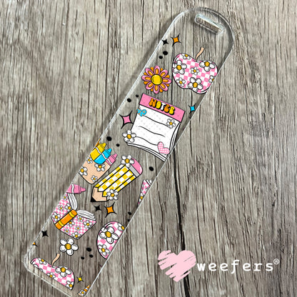 School Days Checkered Florals UV DTF Cup Wrap Bookmark Weefers