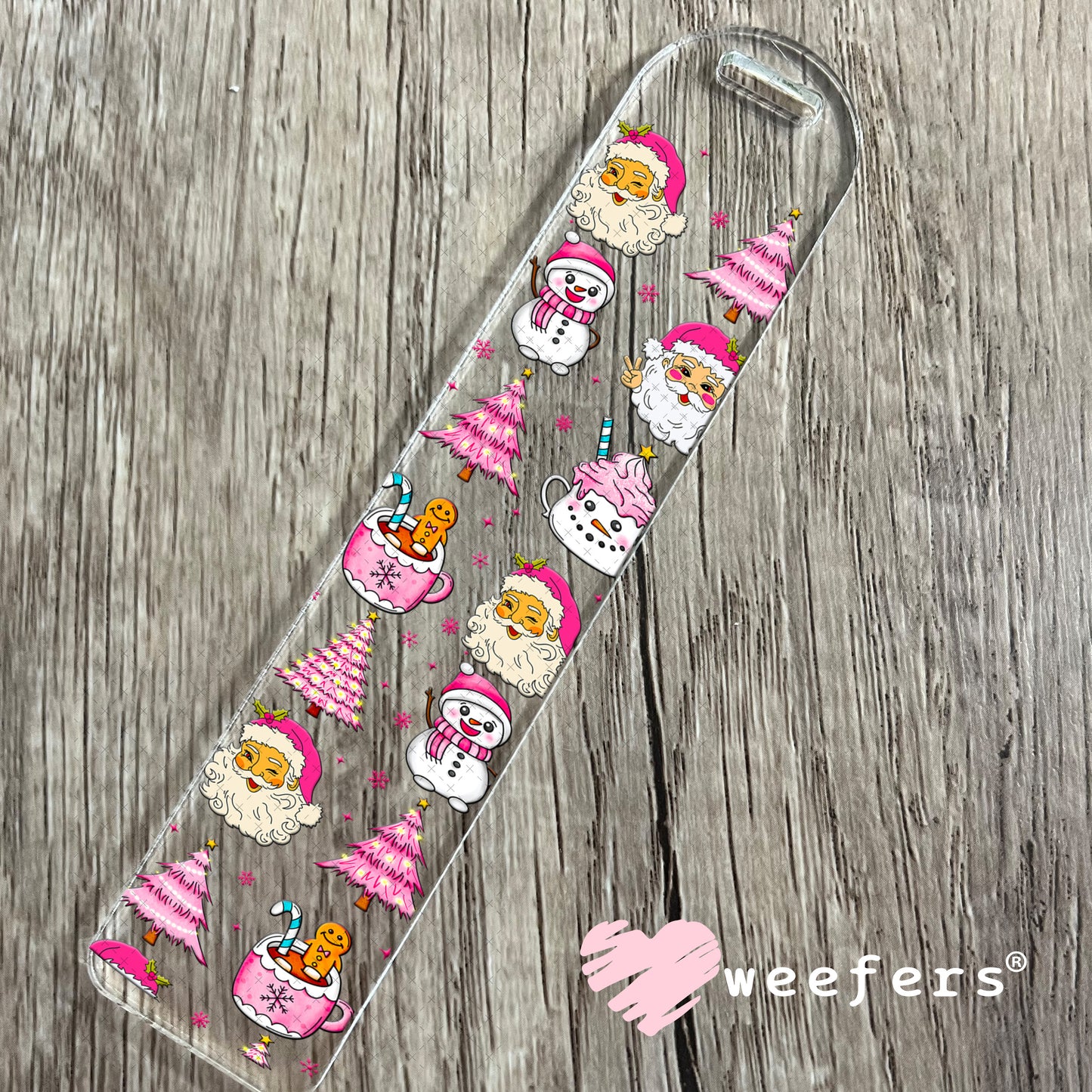 Pink Christmas UV DTF Cup Wrap - Weefers Exclusive Bookmark Weefers