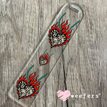 Eightball Dice Flame Heart UV DTF Decal Bookmark Weefers