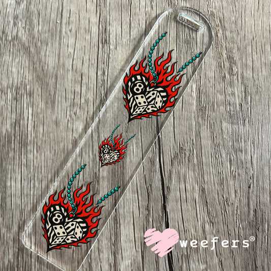Eightball Dice Flame Heart UV DTF Decal Bookmark Weefers