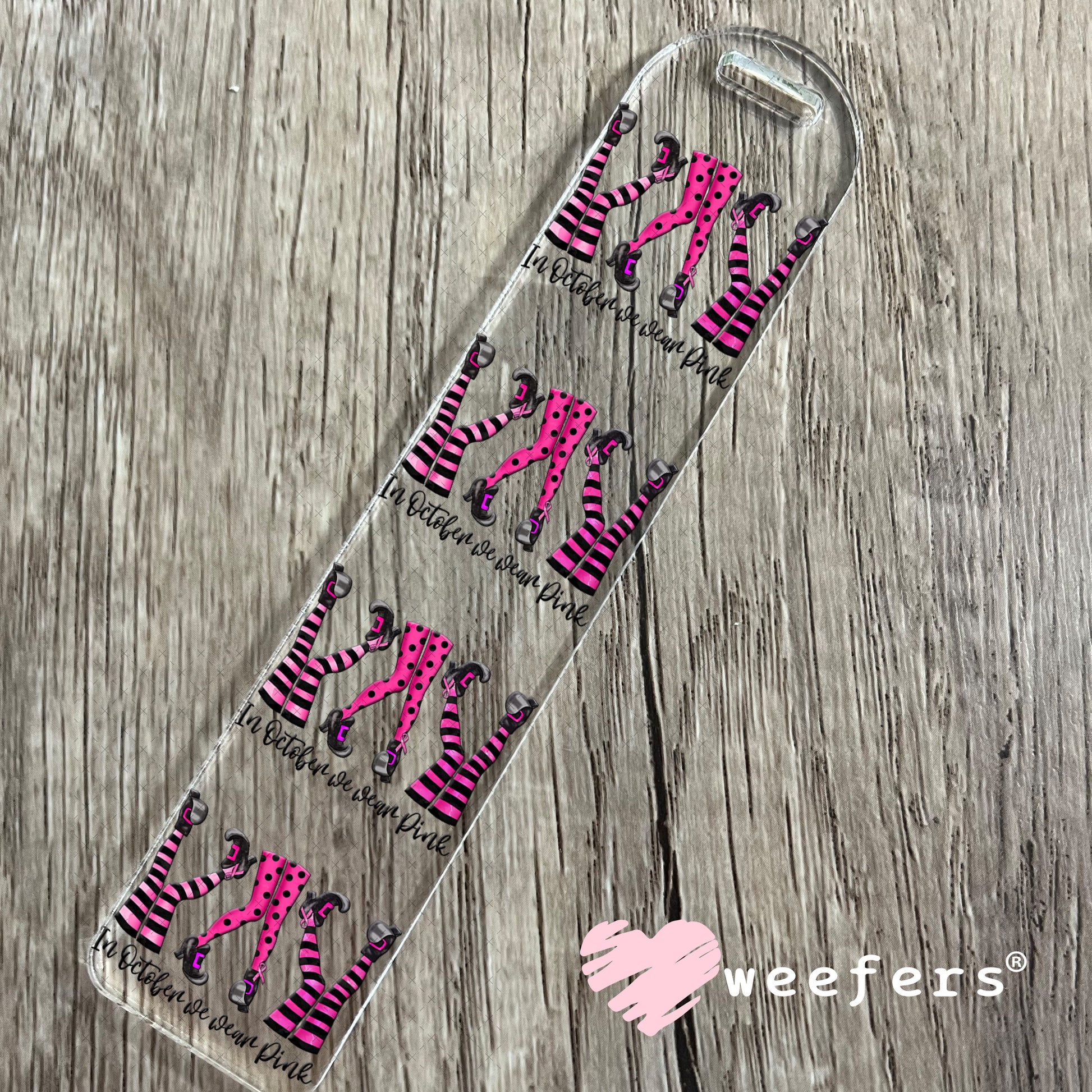 In October We Wear Pink UV DTF Decal Bookmark Weefers