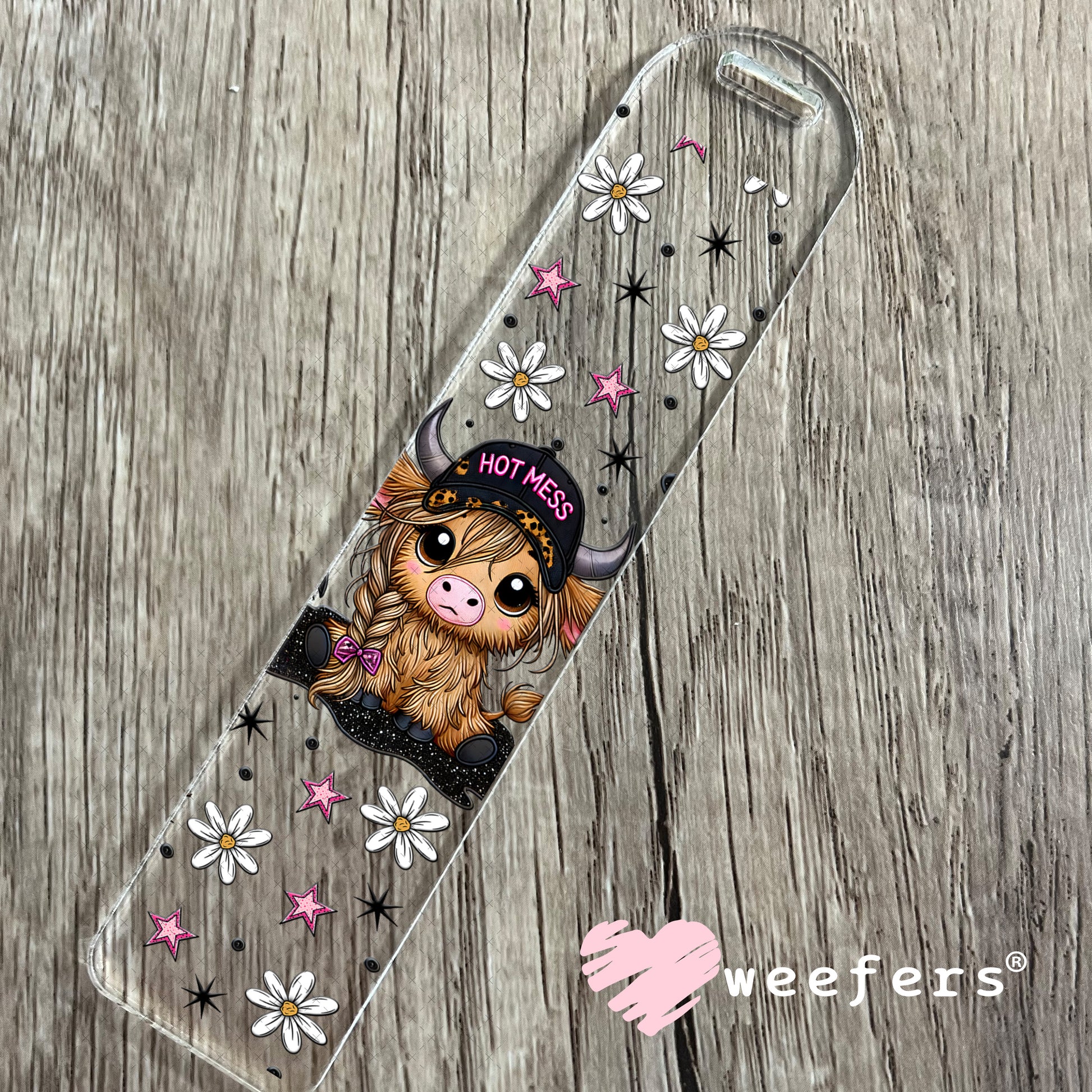 Hot Mess Cutie Highlander UV DTF Cup Wrap - Weefers® Exclusive Bookmark Weefers