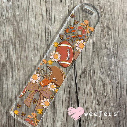 Football Coquette Bows and Flowers UV DTF Cup Wrap - Weefers Exclusive Bookmark Weefers