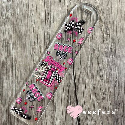 Racing Off Pink UV DTF Cup Wrap - Weefers Exclusive Bookmark Weefers