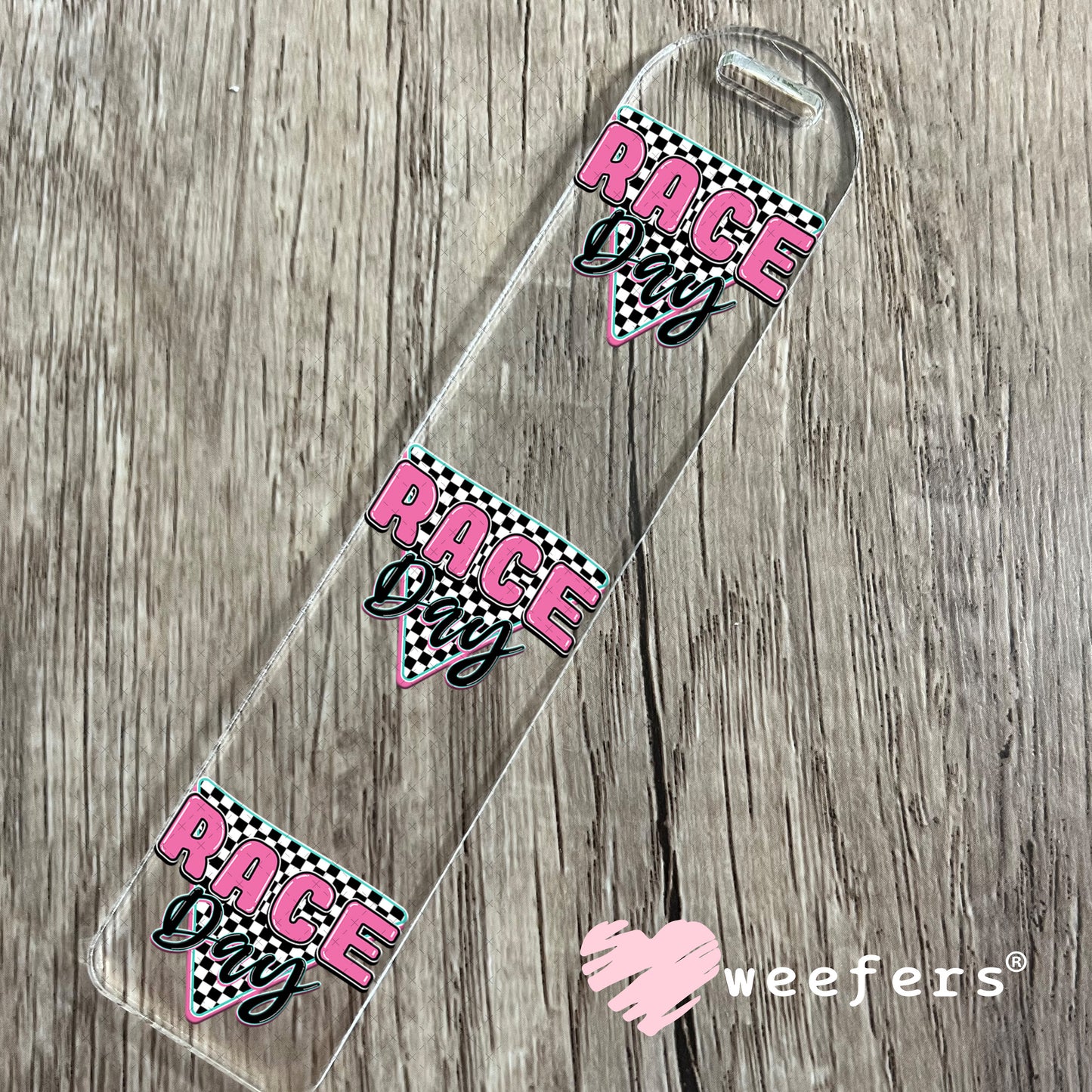 Race Day Pink Black UV DTF Decal Bookmark Weefers