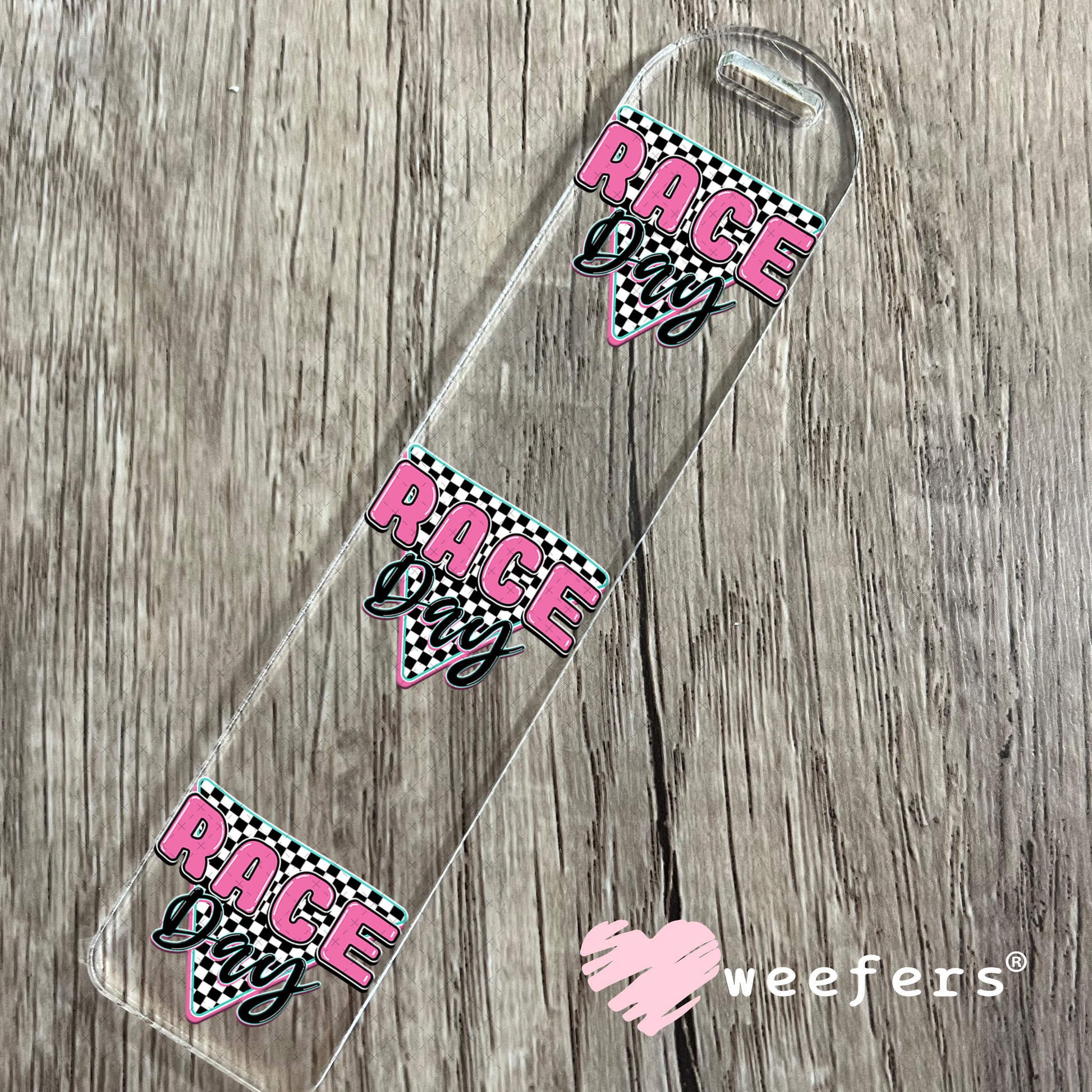 Race Day Pink Black UV DTF Decal Bookmark Weefers