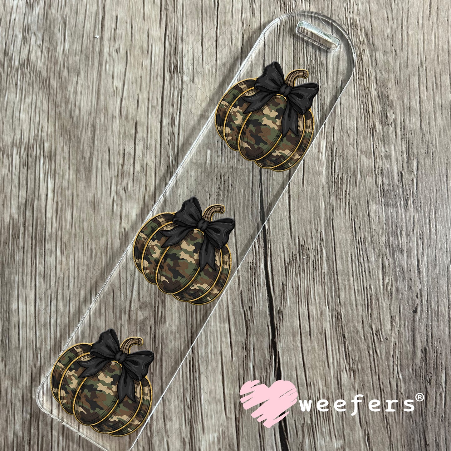Camouflage Pumpkin Bow UV DTF Decal Bookmark Weefers