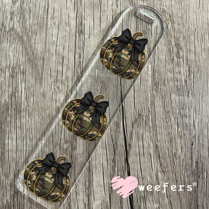 Camouflage Pumpkin Bow UV DTF Decal Bookmark Weefers