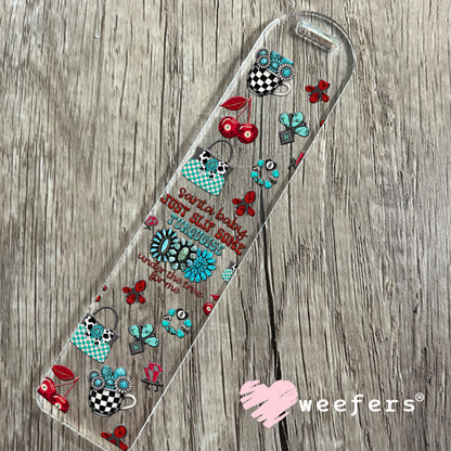 Santa Baby Just Slip Some Turquoise Under the Tree For Me UV DTF Cup Wrap - Weefers Exclusive Bookmark Weefers