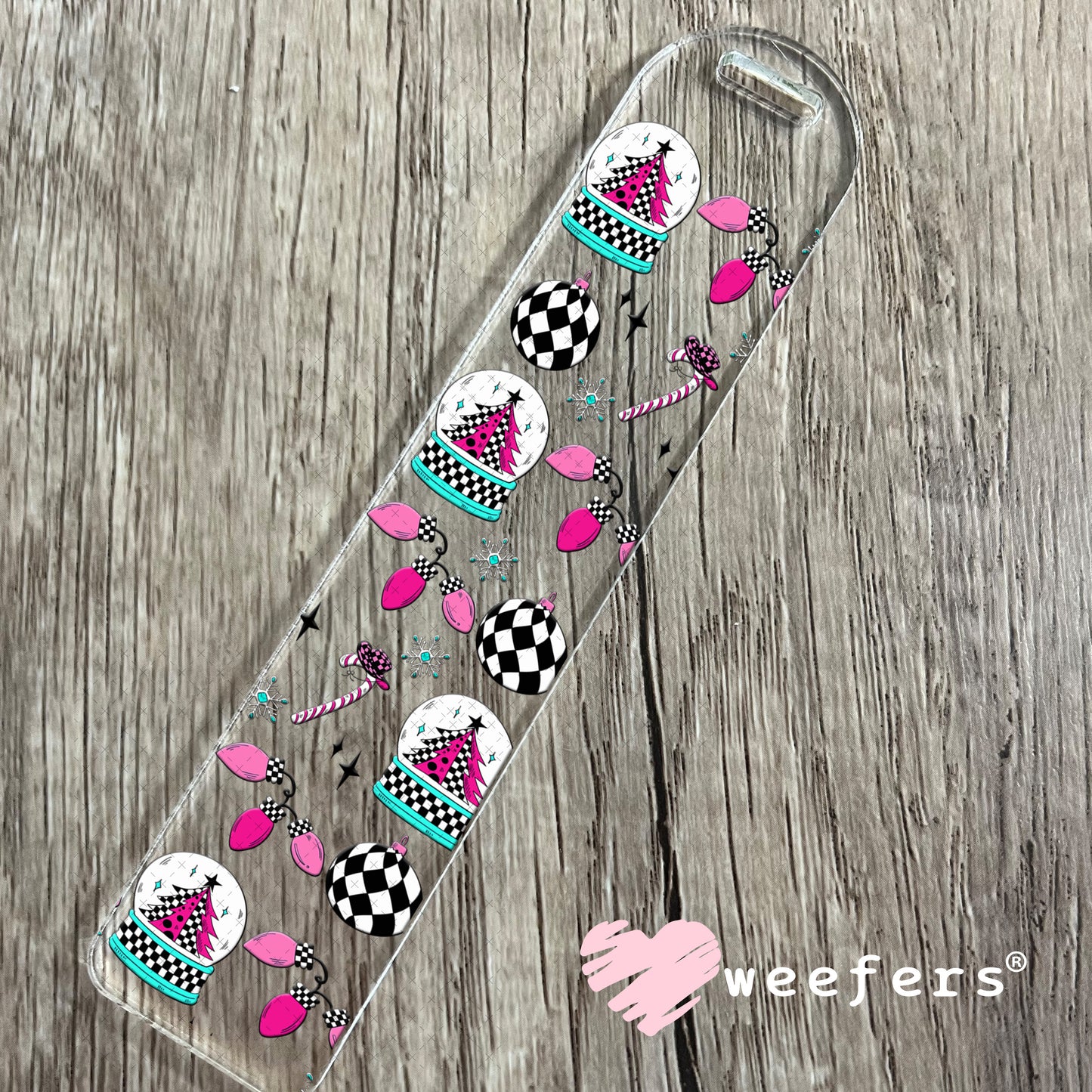 Western Christmas Pink and Black UV DTF Cup Wrap - Weefers Exclusive Bookmark Weefers