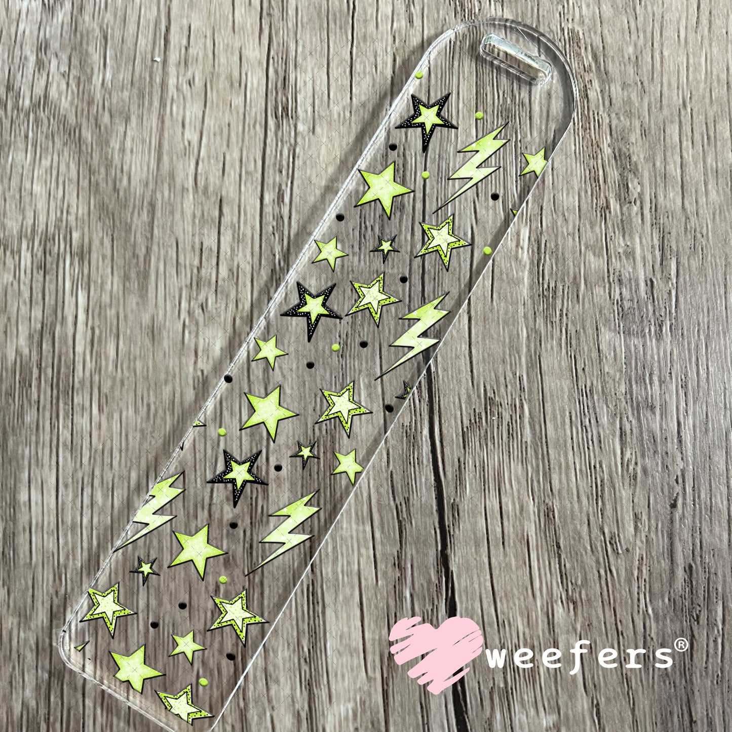 Yellow Stars and Lightening Bolts UV DTF Cup Wrap - Weefers Exclusive Bookmark Weefers