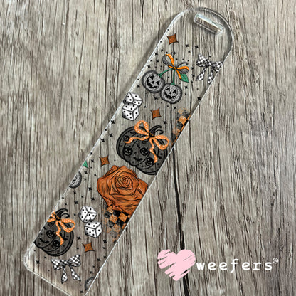 Black Lace Pumpkins and Roses UV DTF Cup Wrap - Weefers Exclusive Bookmark Weefers