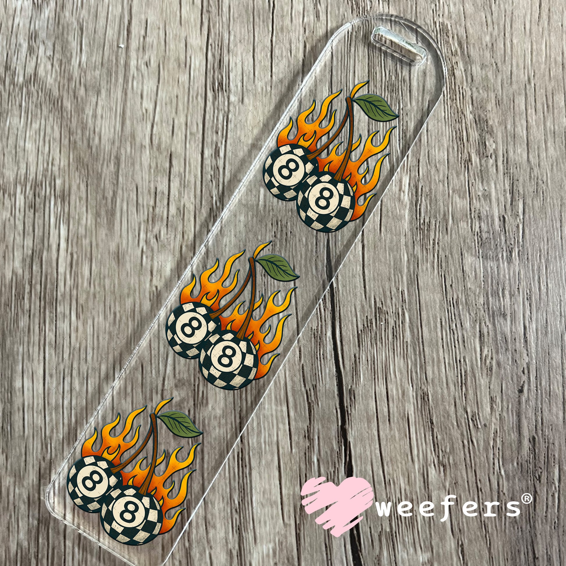 Fire Flam Eightball Cherries UV DTF Decal Bookmark Weefers