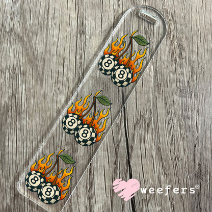 Fire Flam Eightball Cherries UV DTF Decal Bookmark Weefers