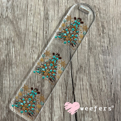 Western Christmas Tree Gold Turquoise UV DTF Decal Bookmark Weefers