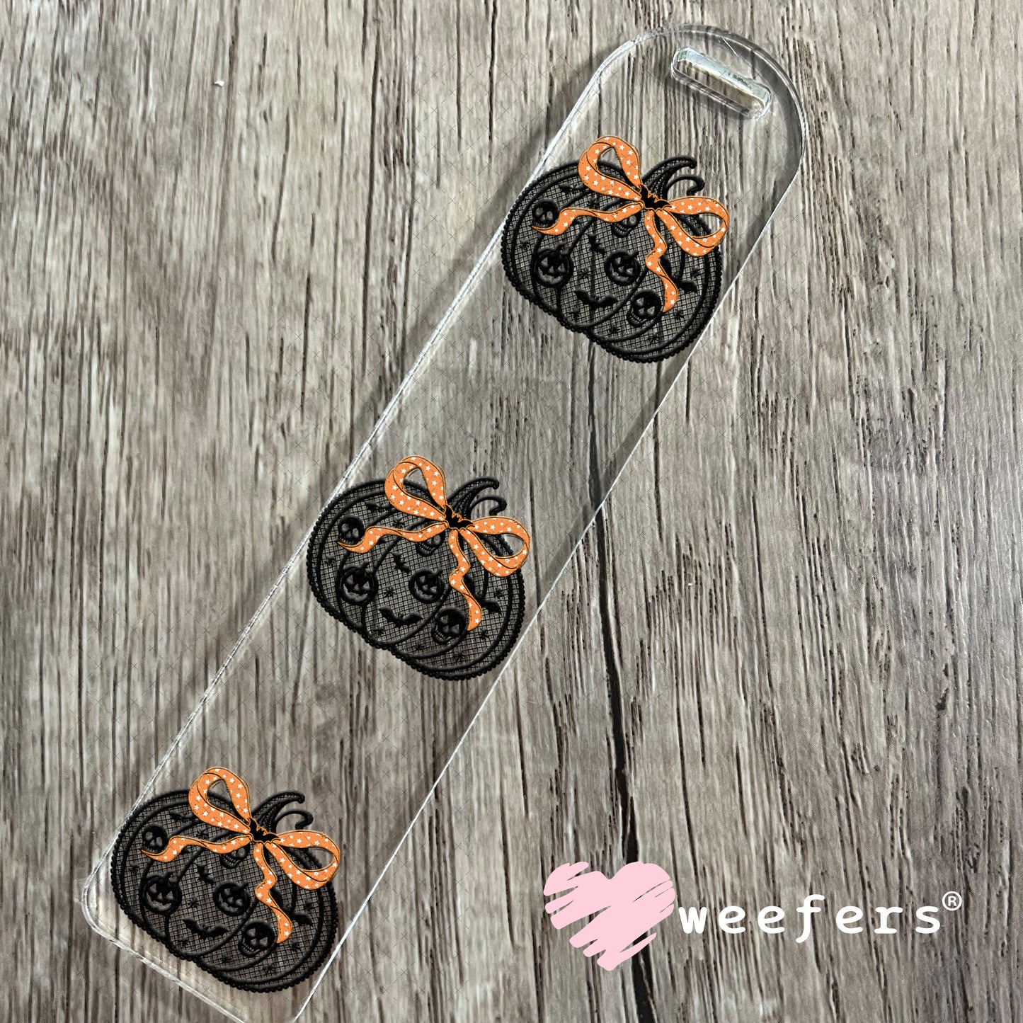 Black Lace Pumpkin Orange Bow UV DTF Decal Bookmark Weefers