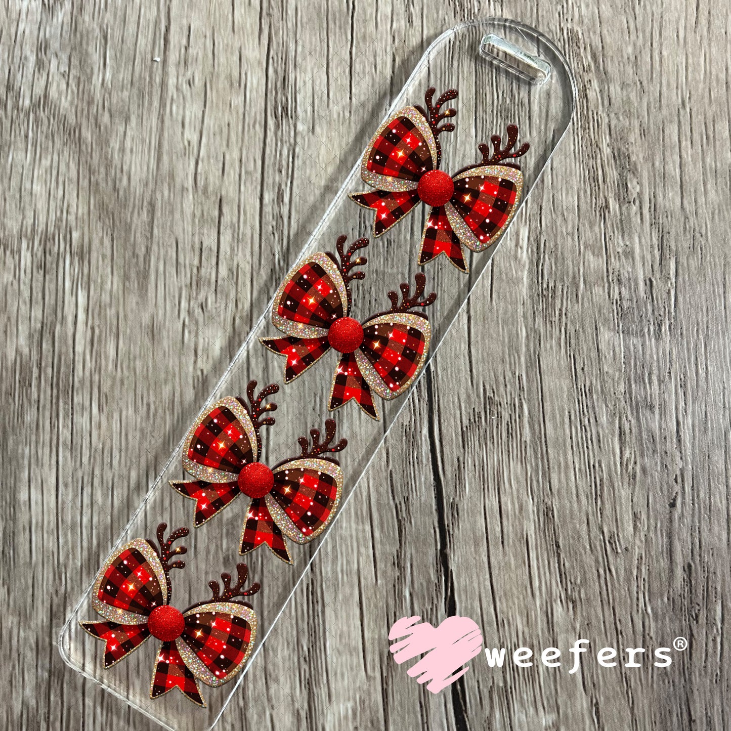 Reindeer Christmas Bow UV DTF Decal Bookmark Weefers