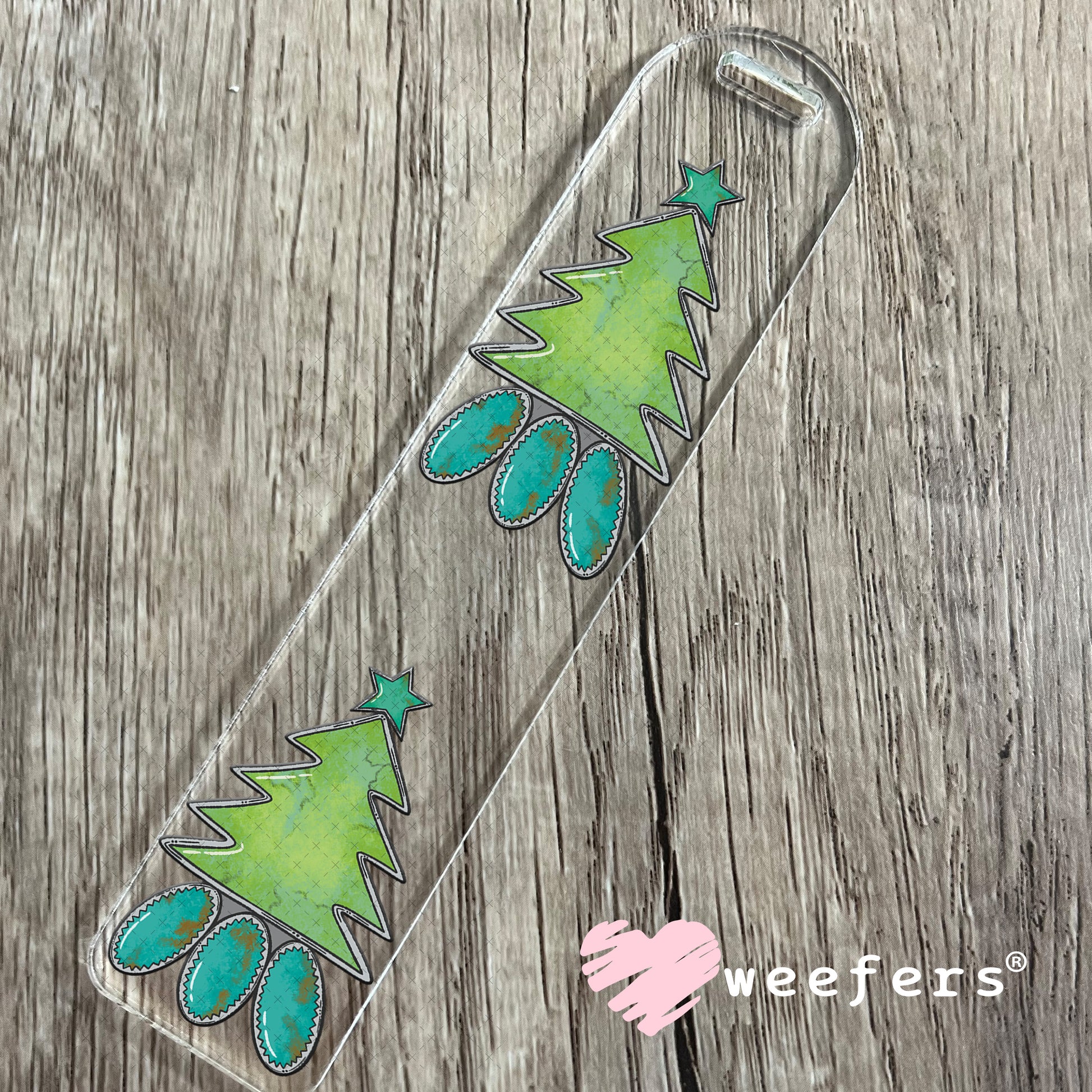 Turquoise Christmas Tree UV DTF Decal Bookmark Weefers