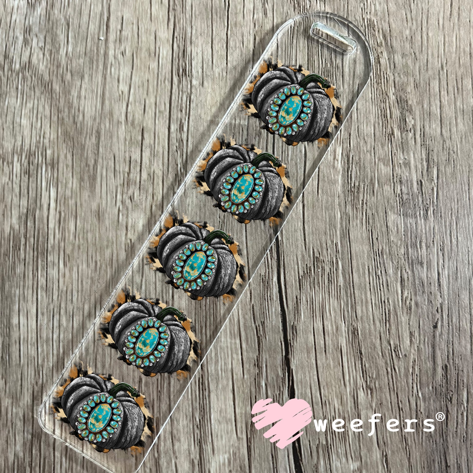 Black Pumpkin Turquoise Jewel UV DTF Decal Bookmark Weefers