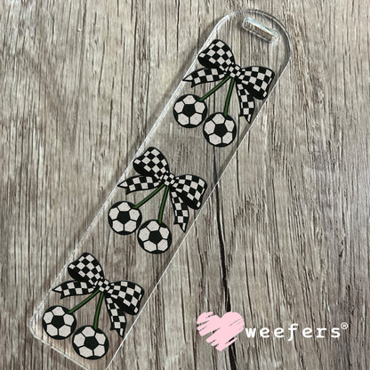 Soccer Cherry Checkered Bow UV DTF Decal Bookmark Weefers