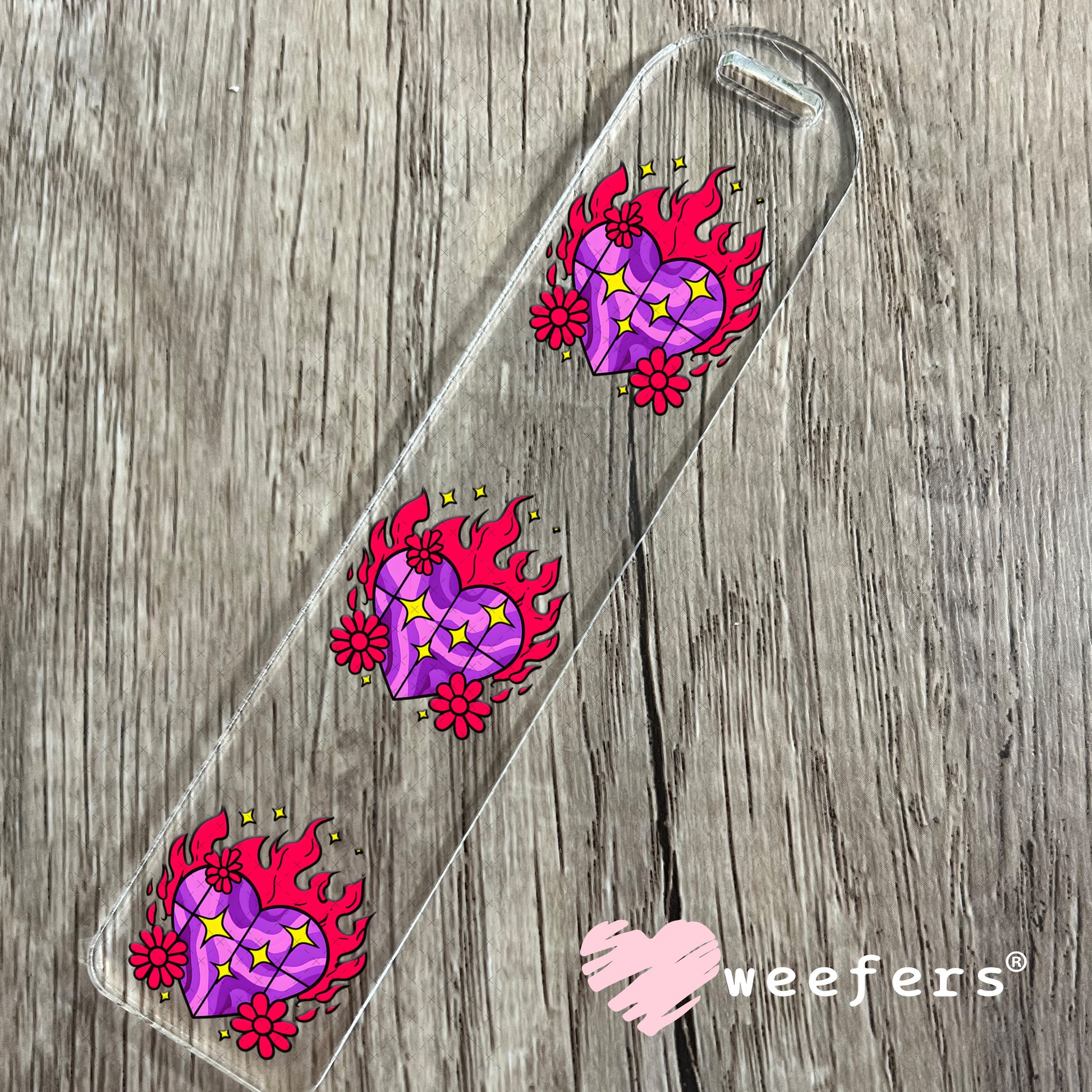 Purple Fire Heart UV DTF Decal Bookmark Weefers