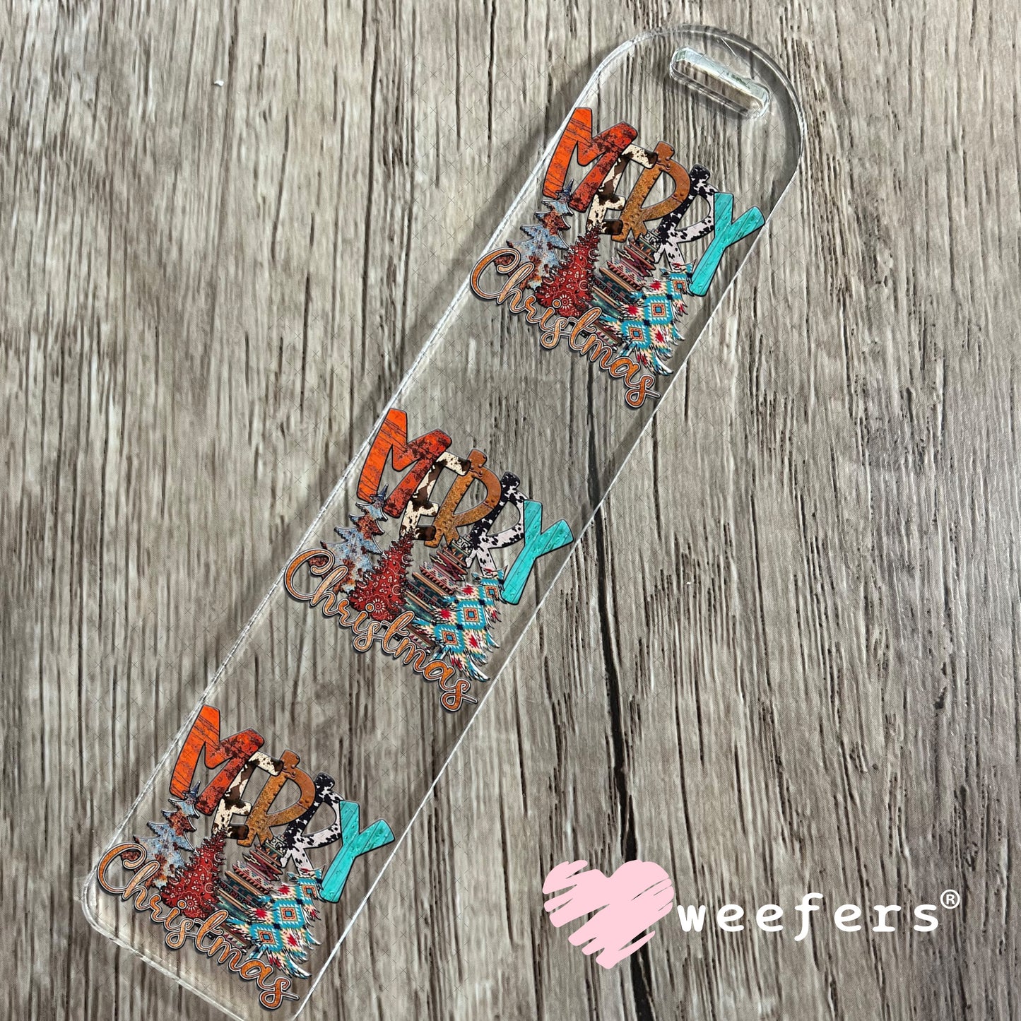Western Merry Christmas UV DTF Decal Bookmark Weefers