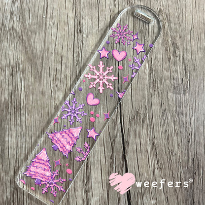 Pink Christmas Tree UV DTF Cup Wrap Bookmark Weefers
