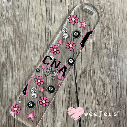 CNA Pink and Black Checkered UV DTF Cup Wrap - Weefers® Exclusive Bookmark Weefers