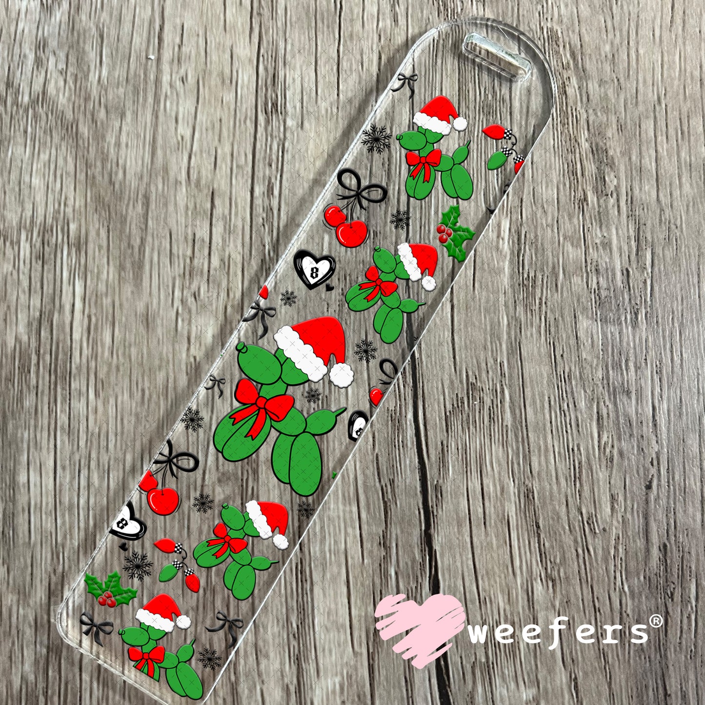 Christmas Santa Balloon Dog UV DTF Cup Wrap - Weefers Exclusive Bookmark Weefers