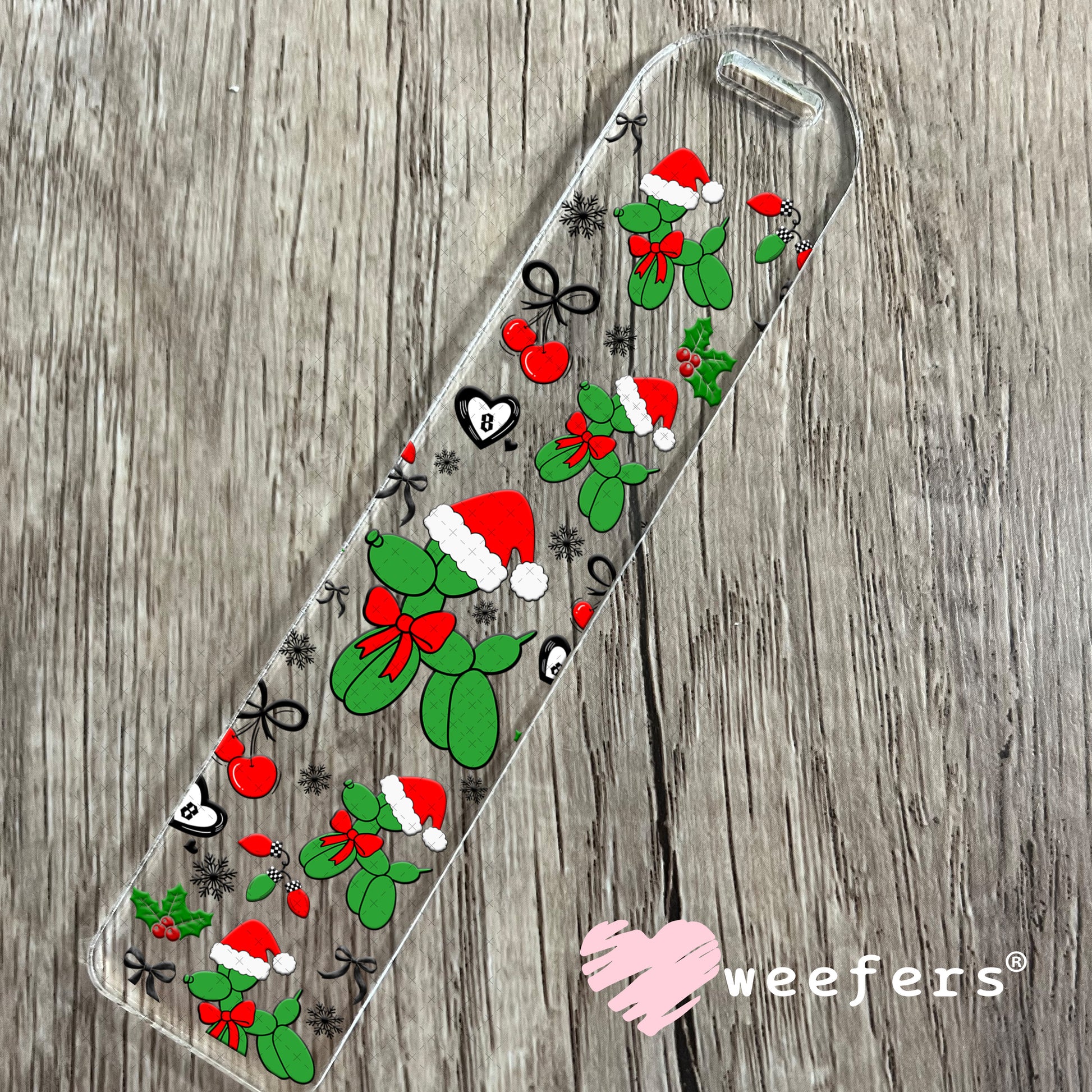 Christmas Santa Balloon Dog UV DTF Cup Wrap - Weefers Exclusive Bookmark Weefers