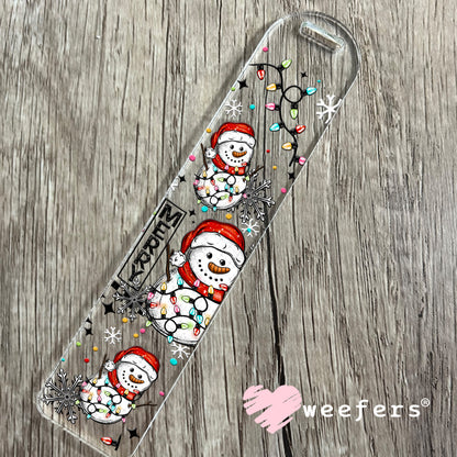 Merry Bright Tangled Lights Snowman UV DTF Cup Wrap Bookmark Weefers