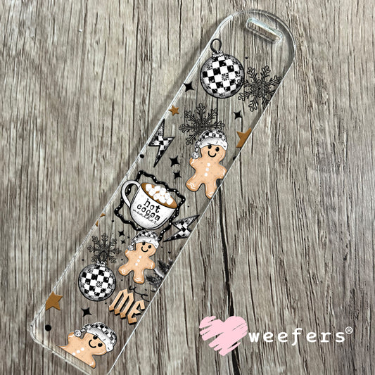 Black and White Checkered Christmas Gingerbread UV DTF Cup Wrap Bookmark Weefers