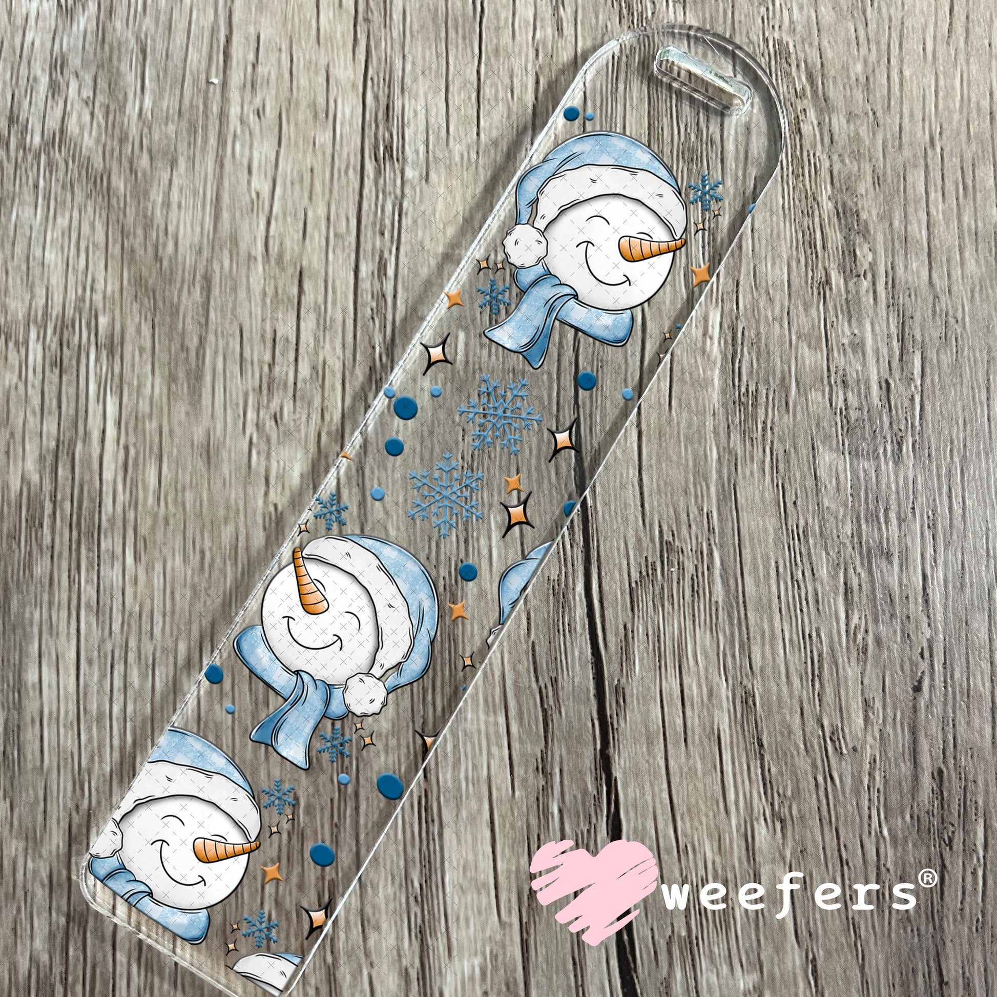 Smiley Blue Snowmen UV DTF Cup Wrap Bookmark Weefers