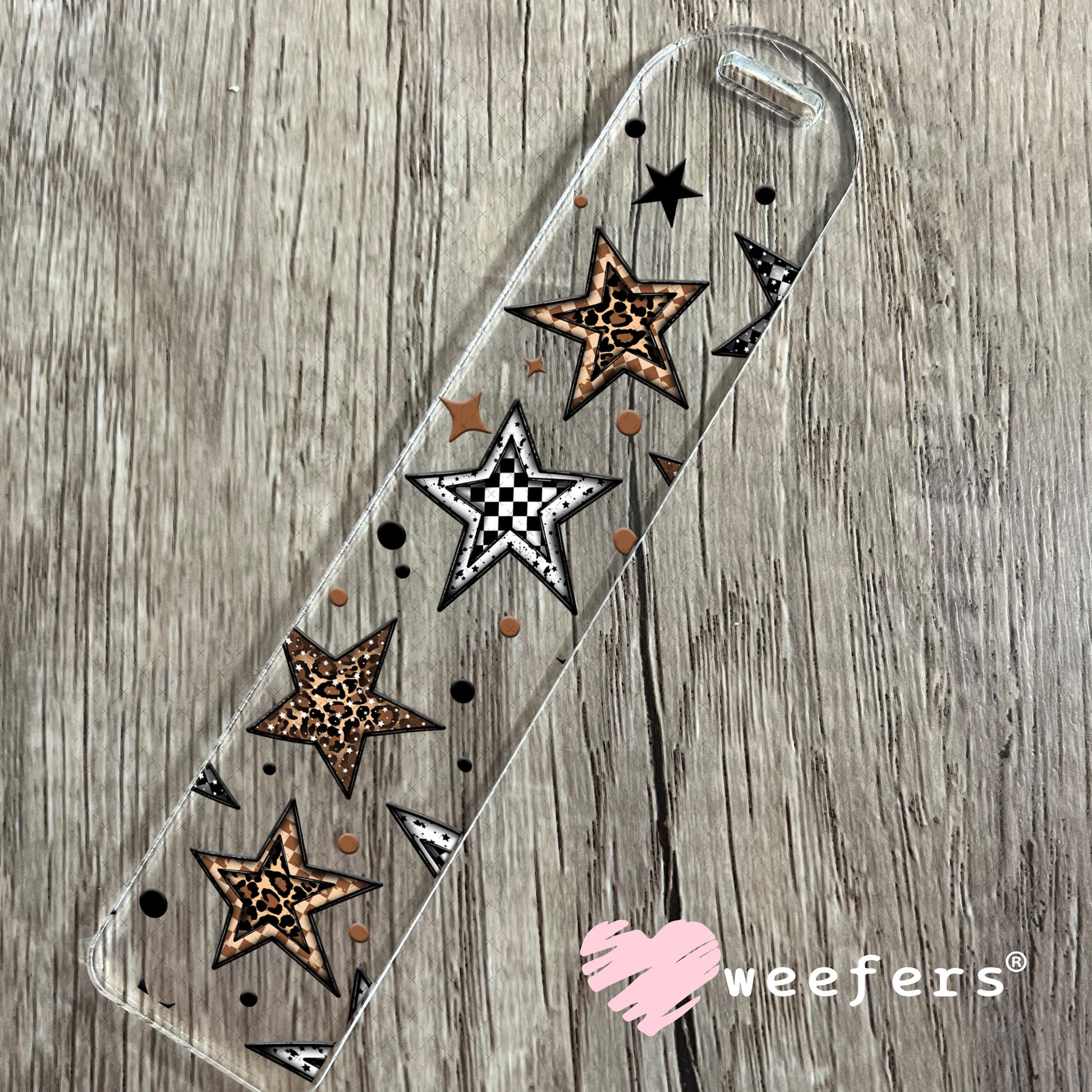Brown and Black Stars UV DTF Cup Wrap Bookmark Weefers