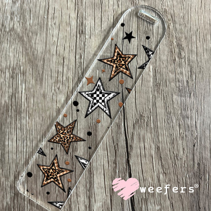 Brown and Black Stars UV DTF Cup Wrap Bookmark Weefers