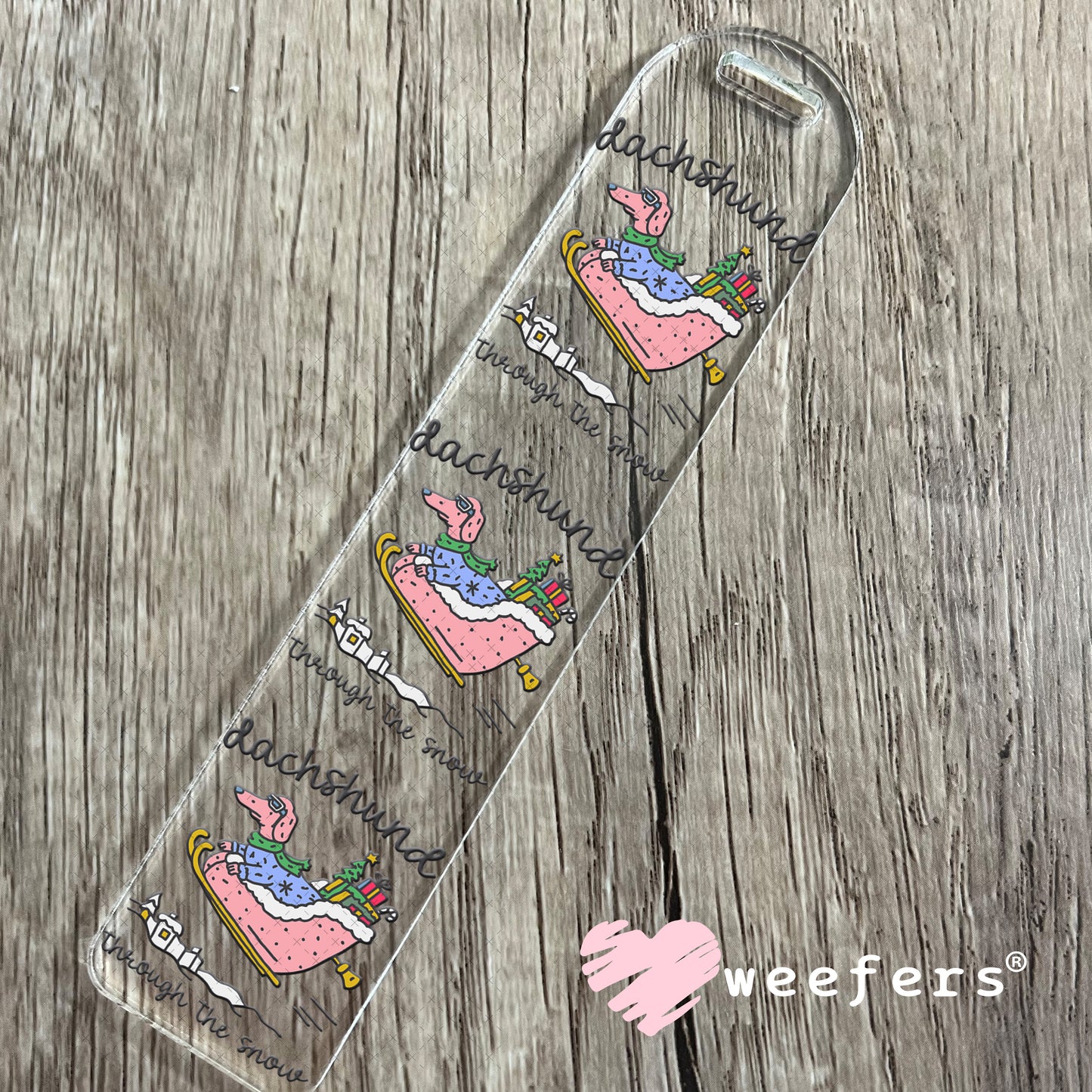 UV DTF Decal - Dachshund Through The Snow Bookmark Weefers