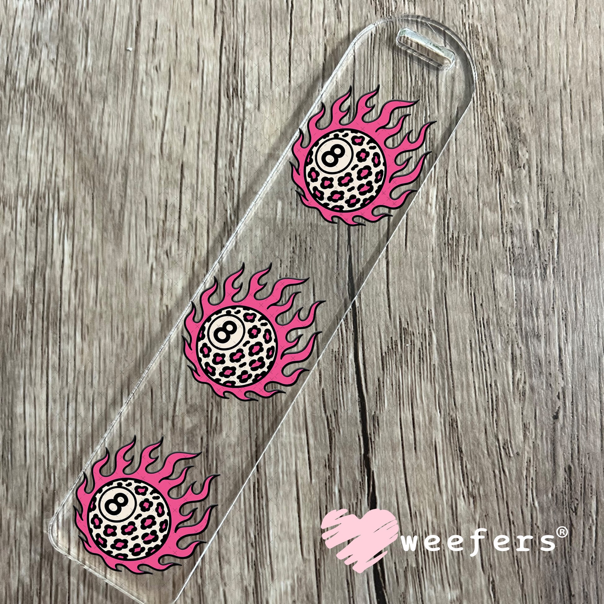 UV DTF Decal - Pink Flame Cheetah 8 Ball Bookmark Weefers