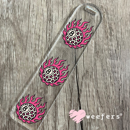UV DTF Decal - Pink Flame Cheetah 8 Ball Bookmark Weefers