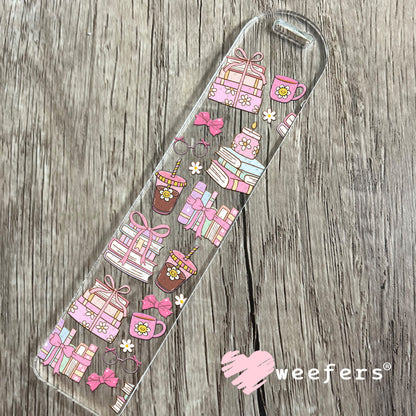 UV DTF Cup Wrap – Pink Books and Coffee Bookmark Weefers