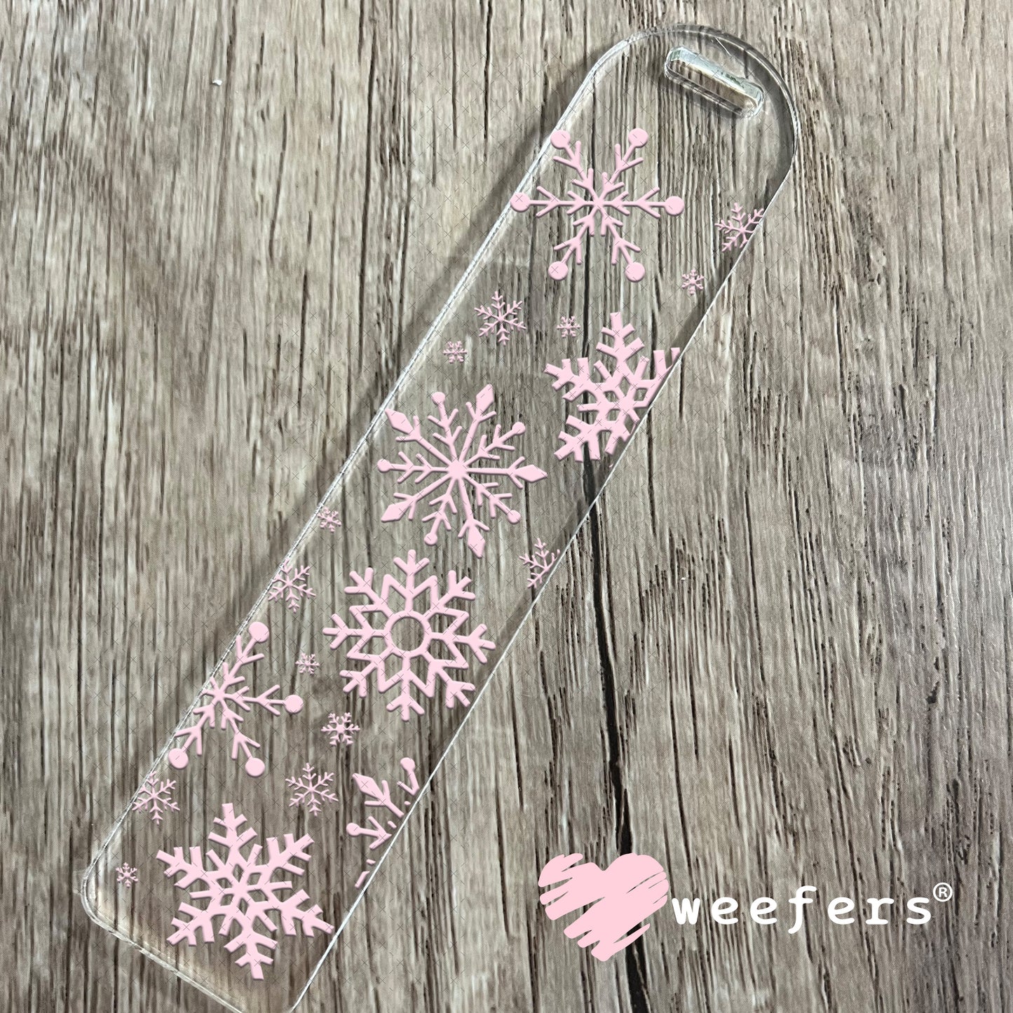 UV DTF Cup Wrap – Christmas Pink Snowflakes Bookmark Weefers