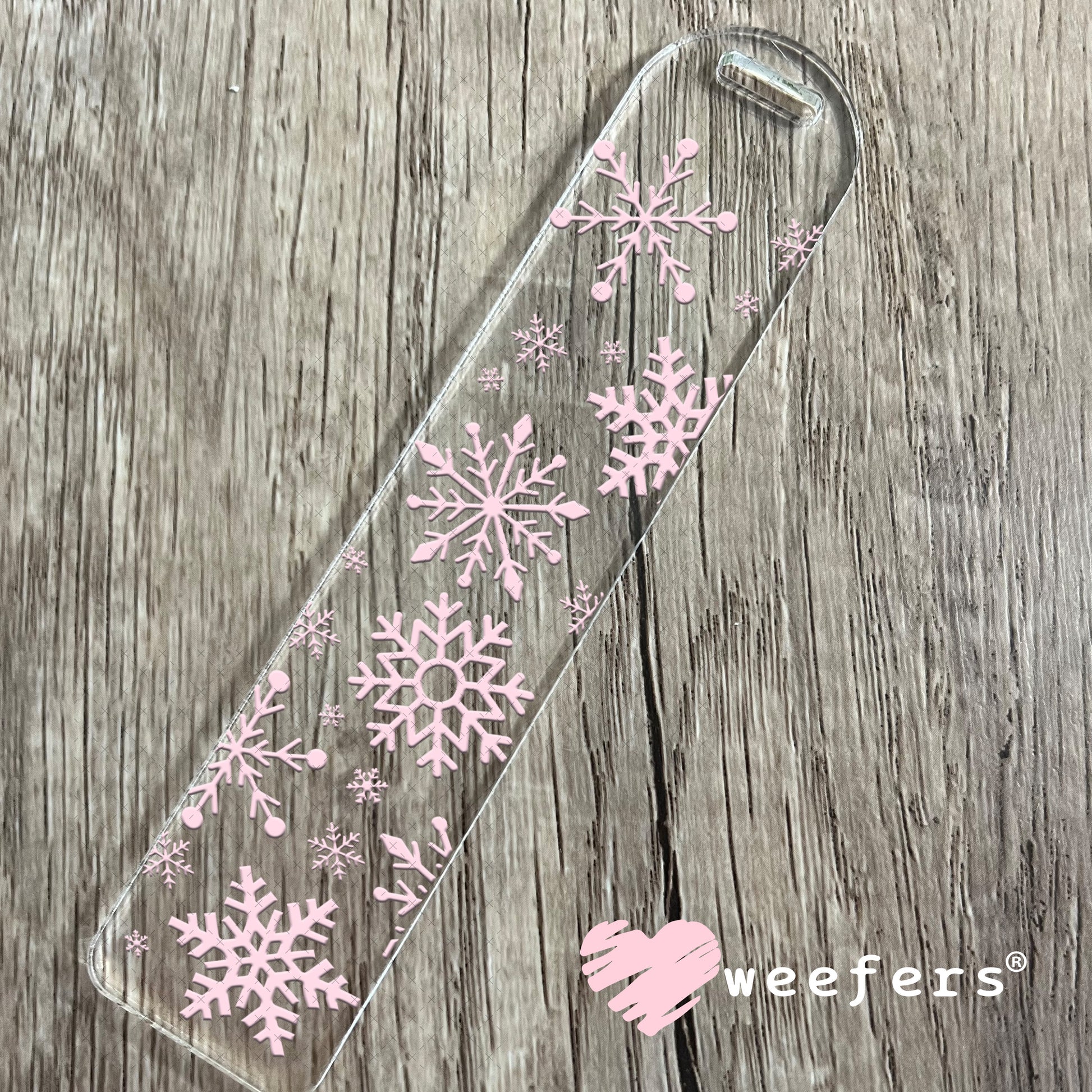 UV DTF Cup Wrap – Christmas Pink Snowflakes Bookmark Weefers